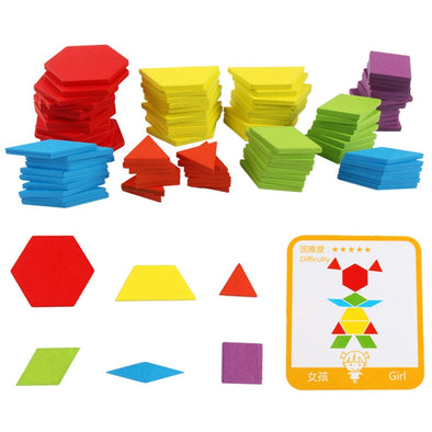 Kit Tangram Educativo Eletrons (155 Peças em Madeira)